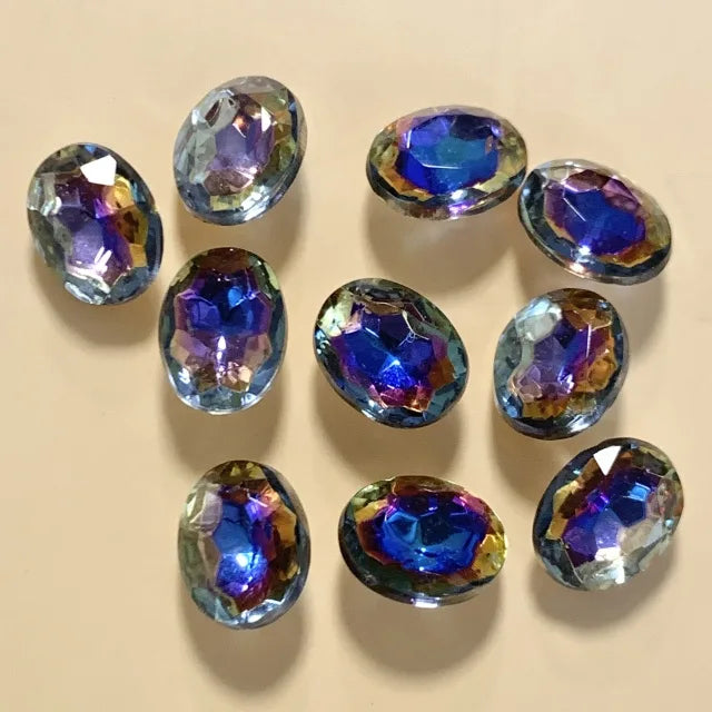 Czech Vintage Glass Stone Bermuda Blue Oval 10×8mm