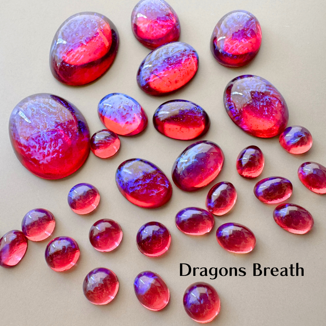 Czech Vintage Glass Dragon's Breath Oval【4 sizes】