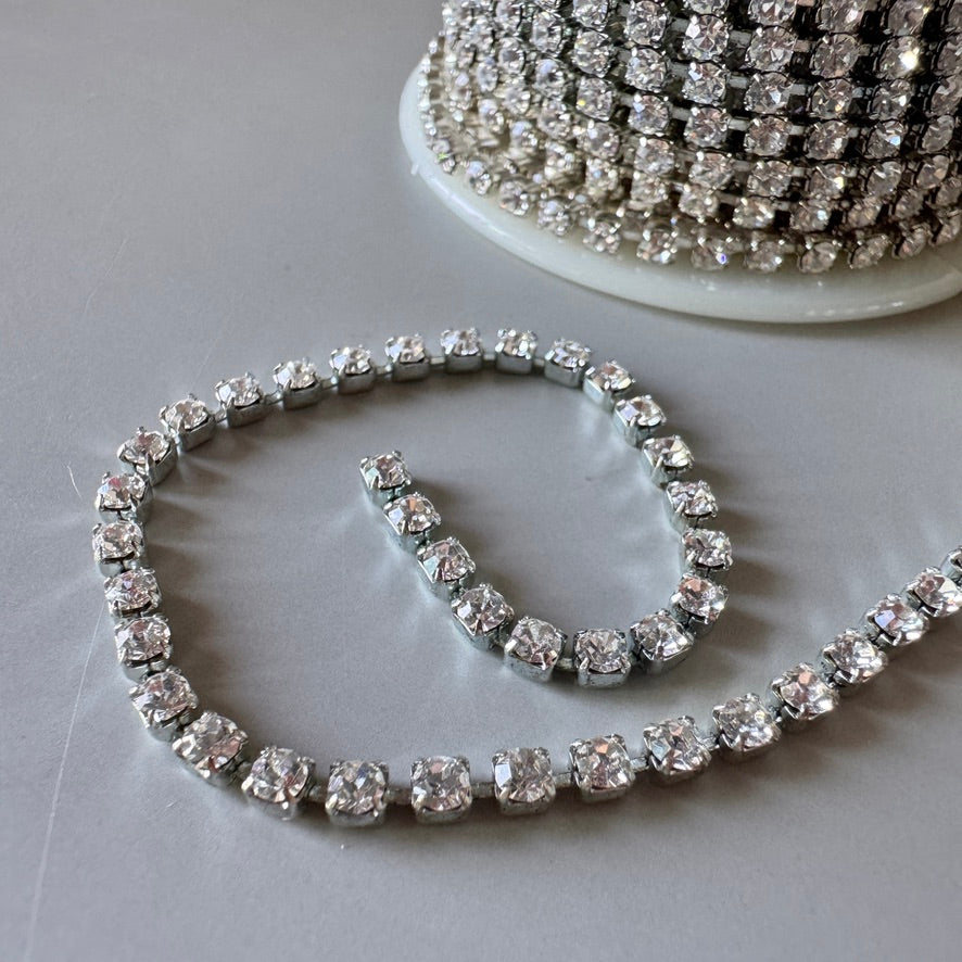 Vintage Swarovski Rhinestone Chain #110 Crystal/Rhodium【30cm】