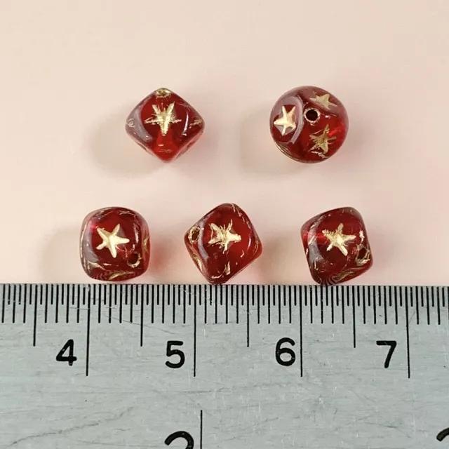 Czech Pressed Engraved Cube Beads 7mm【5pcs / 3colors】