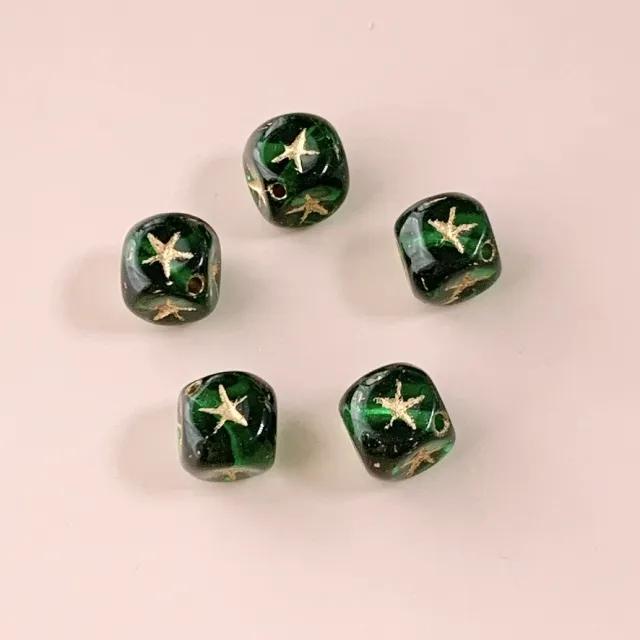 Czech Pressed Engraved Cube Beads 7mm【5pcs / 3colors】