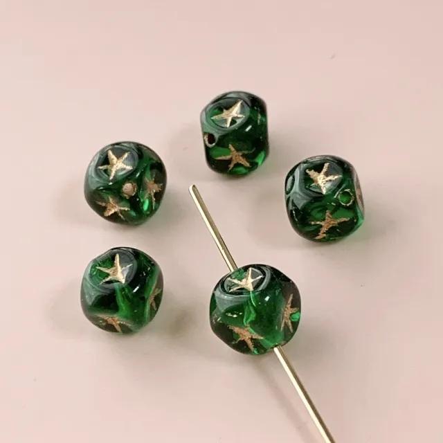 Czech Pressed Engraved Cube Beads 7mm【5pcs / 3colors】