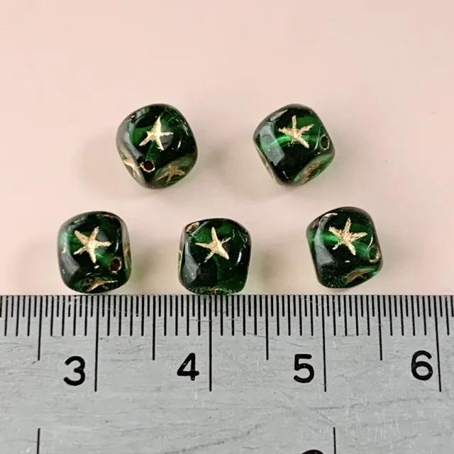 Czech Pressed Engraved Cube Beads 7mm【5pcs / 3colors】