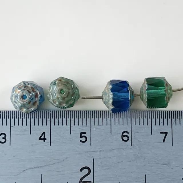 Czech Pressed Double Face Beads Blue-Green Mix 8mm【5 pcs】