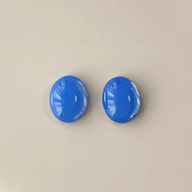 Czech Vintage Glass Cabochon Oval Opal Blue 10×8mm 【2pcs】
