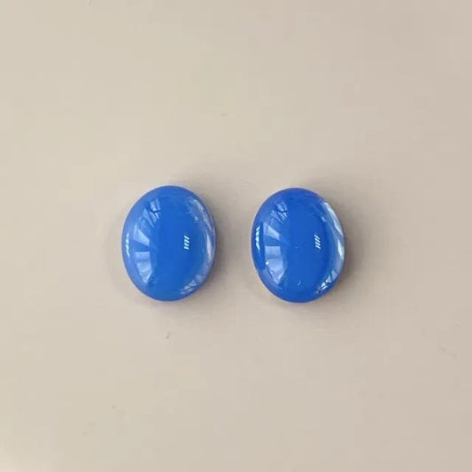 Czech Vintage Glass Cabochon Oval Opal Blue 10×8mm 【2pcs】
