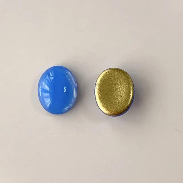 Czech Vintage Glass Cabochon Oval Opal Blue 10×8mm 【2pcs】