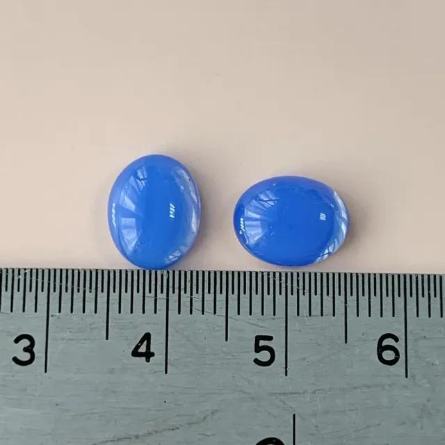 Czech Vintage Glass Cabochon Oval Opal Blue 10×8mm 【2pcs】