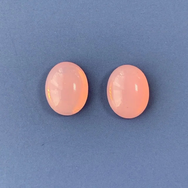 Czech Vintage Glass Cabochon Oval Opal Pink 10×8mm 【2pcs】