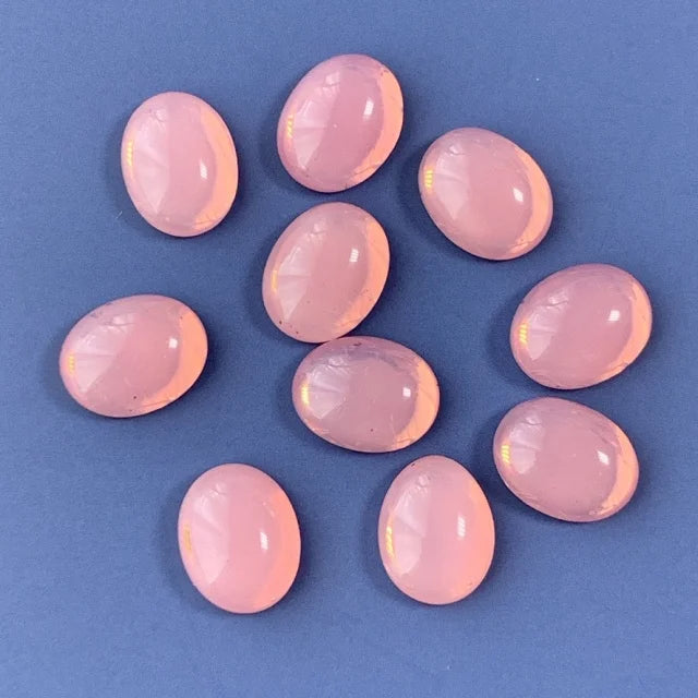 Czech Vintage Glass Cabochon Oval Opal Pink 10×8mm 【2pcs】