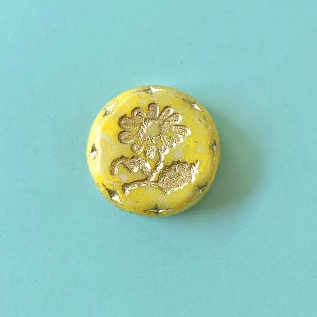 Czech Pressed Glass Beads Lava Flower 18mm