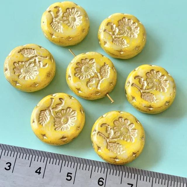 Czech Pressed Glass Beads Lava Flower 18mm
