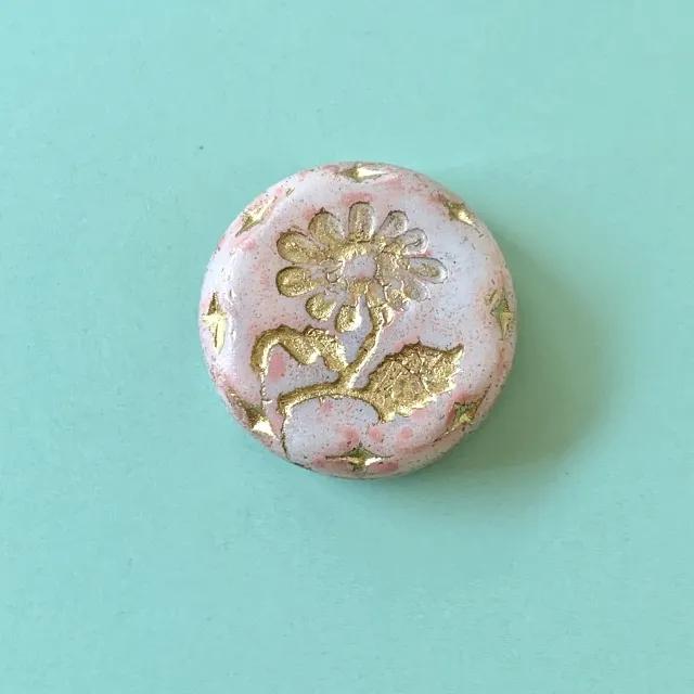 Czech Pressed Glass Beads Lava Flower 18mm