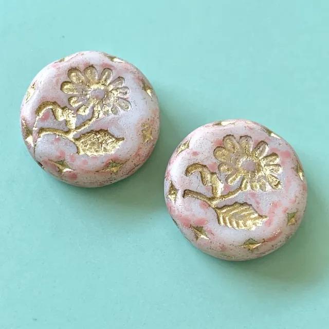 Czech Pressed Glass Beads Lava Flower 18mm
