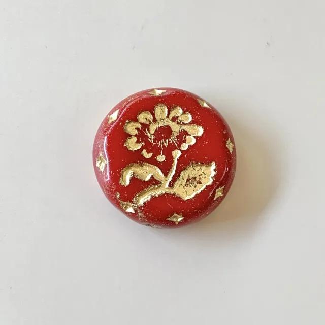 Czech Pressed Glass Beads Lava Flower 18mm