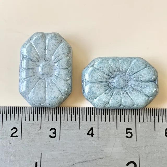 Czech Pressed Glass Beads Rectangle Flower 19x13mm【2 pcs】