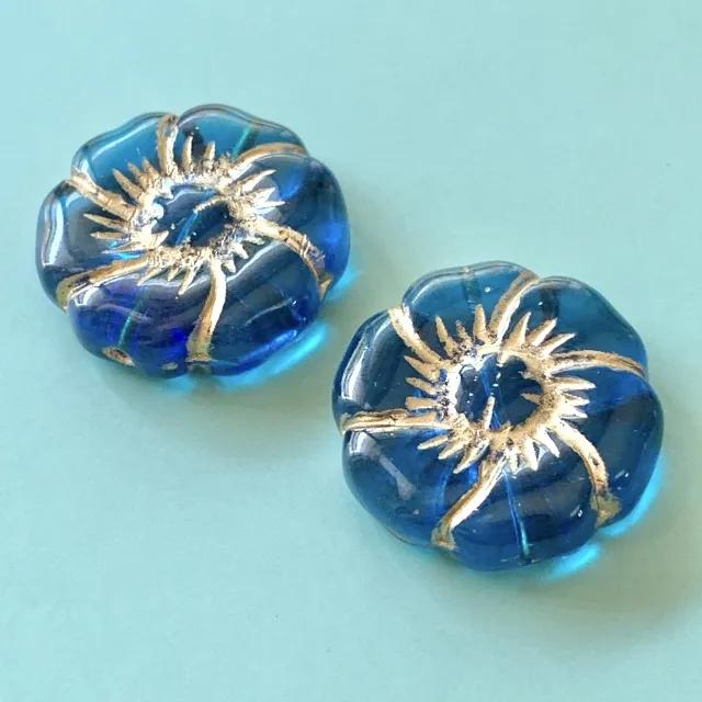Czech Pressed Glass Beads Large Flower 22mm