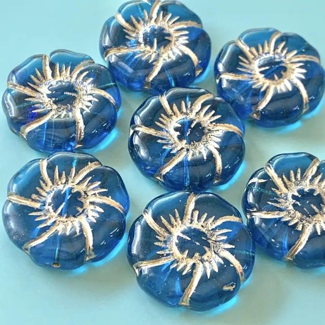 Czech Pressed Glass Beads Large Flower 22mm