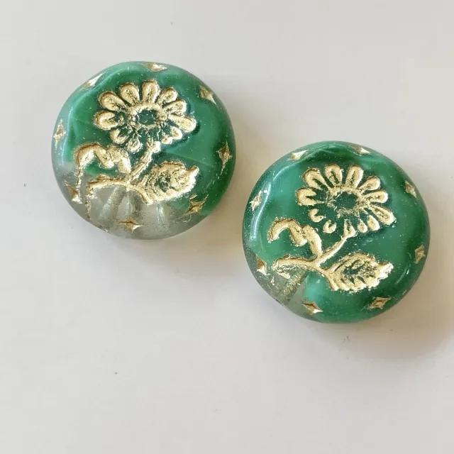 Czech Pressed Glass Beads Lava Flower 18mm