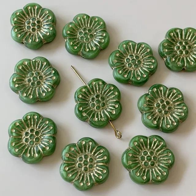 Czech Pressed Glass Beads Flower 18mm【2 pcs】