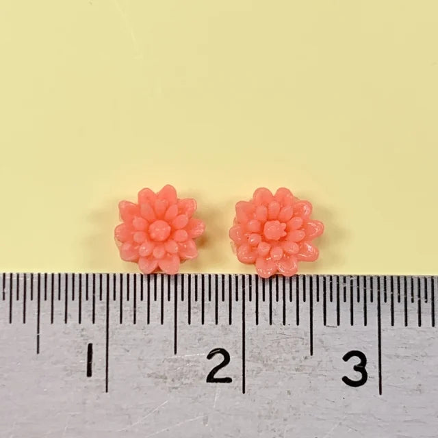 Japan Vintage Plastic Mini Flower Coral 7mm【2pcs】