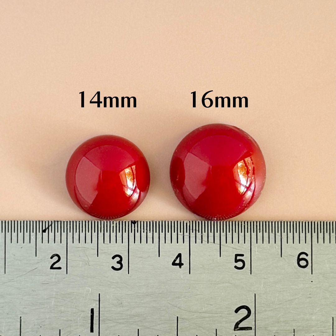 【Made in Japan】AKADAMA Plastic Cabochon Retro Red color coated 【14mm/16mm】