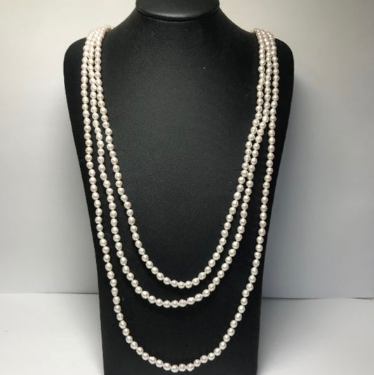 【Made in Japan】Coco Tanishi Faux Baroque Pearl 5mm Super Long Necklace 227cm