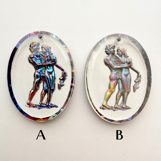 German Vintage Intaglio Pendant Top Hole 40x30mm