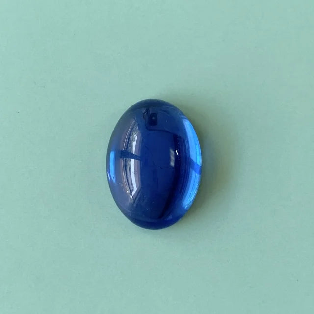 Czech Vintage Glass Cabochon Oval Sapphire 18x13mm