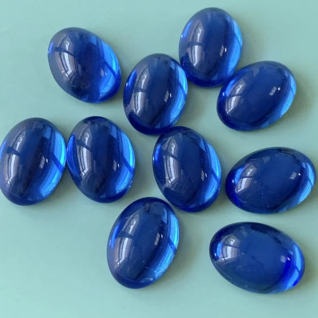 Czech Vintage Glass Cabochon Oval Sapphire 18x13mm