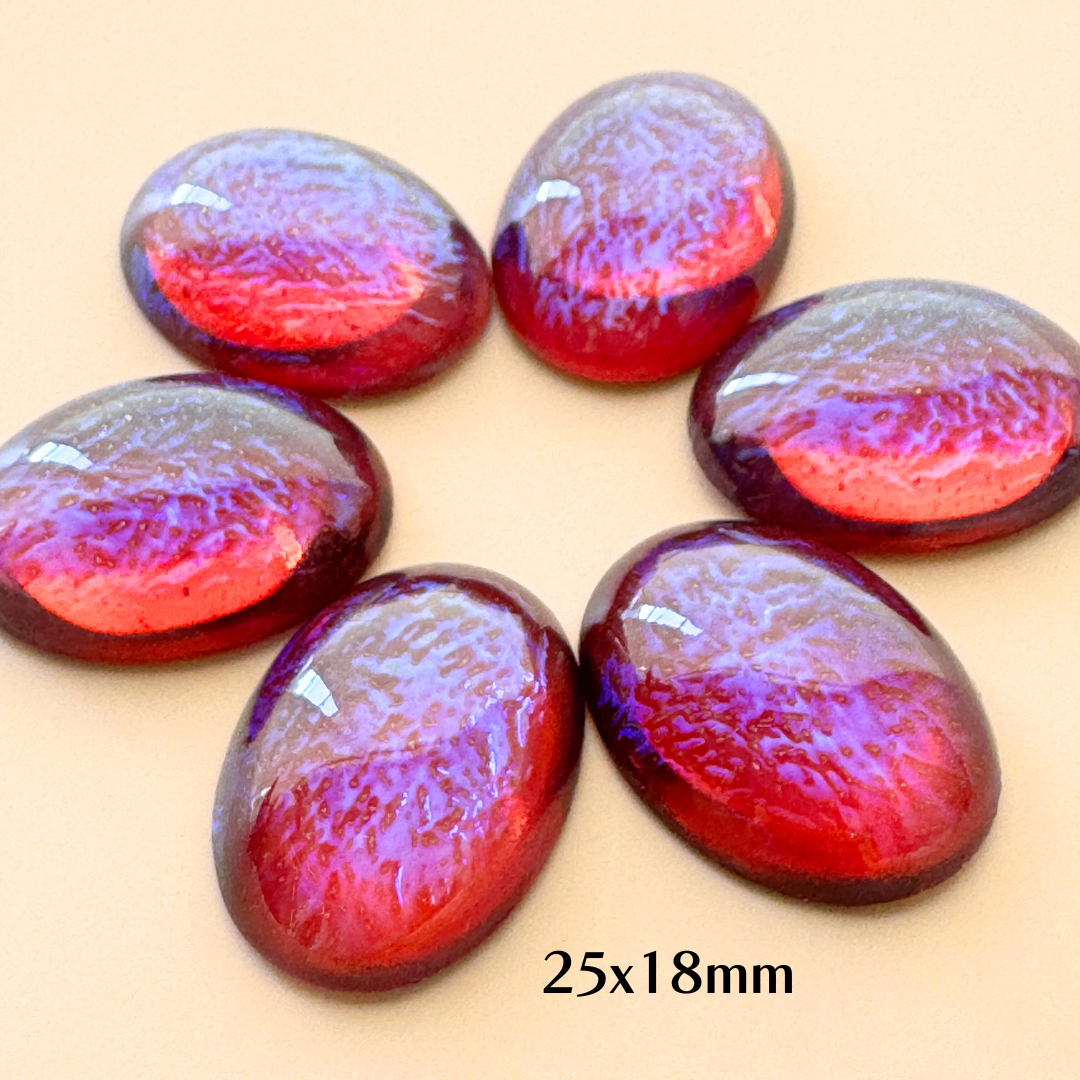 Czech Vintage Glass Dragon's Breath Oval【4 sizes】