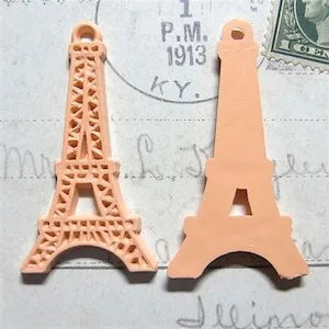 Vintage Celluloid Eiffel Tower Charm Peach 45×25mm