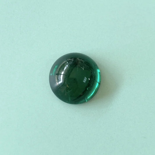 Czech Vintage Glass Cabochon Round Emerald 13mm