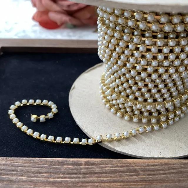 Czech Preciosa Rhinestone Chain Pearl White 24pp【30cm】