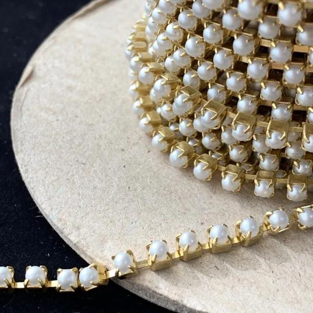 Czech Preciosa Rhinestone Chain Pearl White 24pp【30cm】