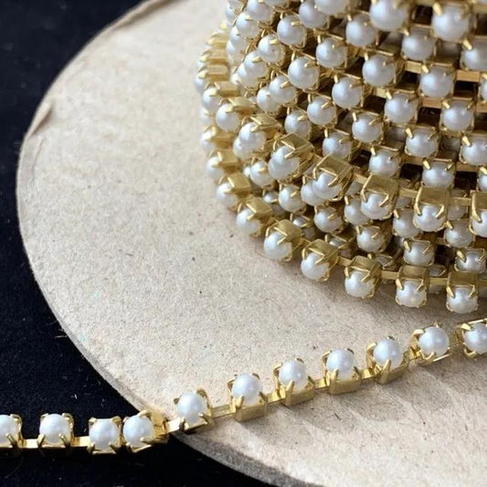 Czech Preciosa Rhinestone Chain Pearl White 24pp【30cm】
