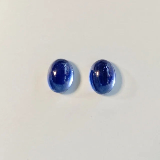 ヴィンテージガラスカボション・Oval・Sapphire 8×6mm 【2個セット】