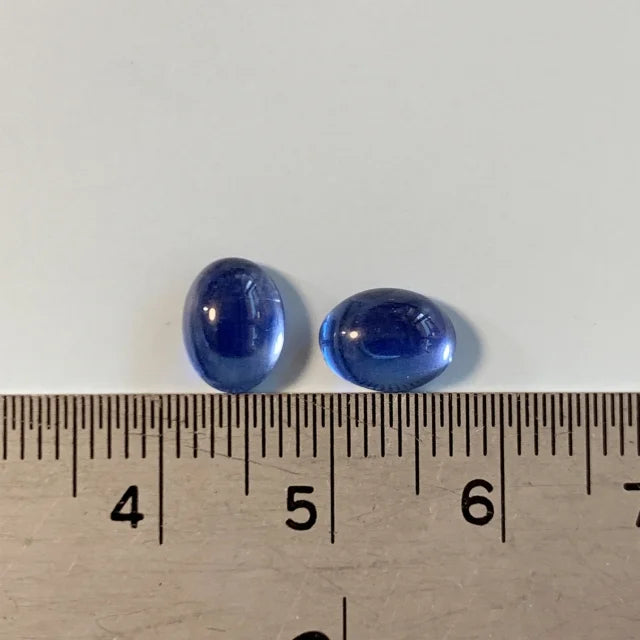 ヴィンテージガラスカボション・Oval・Sapphire 8×6mm 【2個セット】