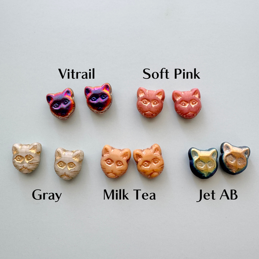 Czech Press Beads Cat Face 13mm【2pcs】