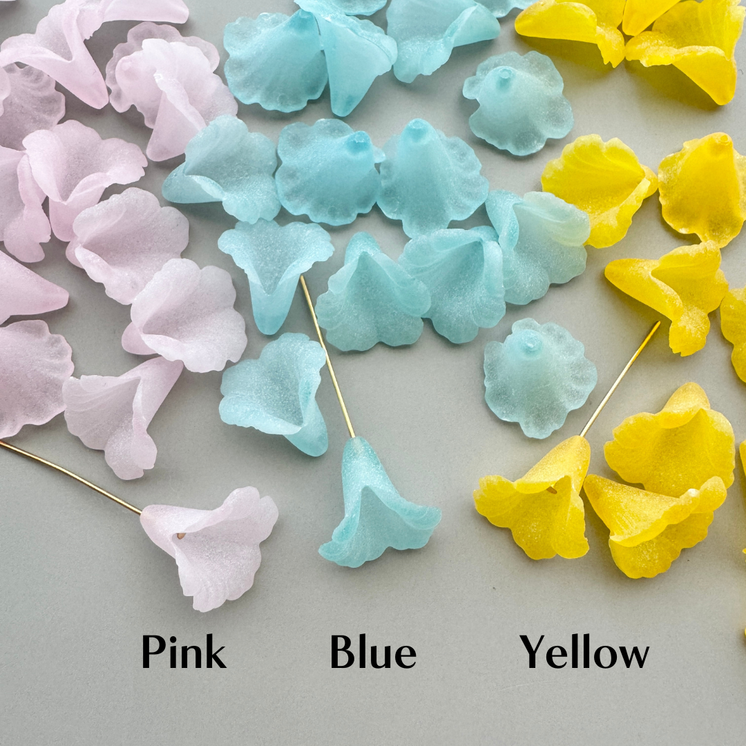 German Plastic Flower Beads Matt Colors 17×15mm【2pcs】