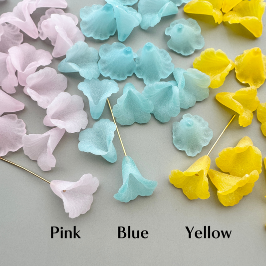 German Plastic Flower Beads Matt Colors 17×15mm【2pcs】