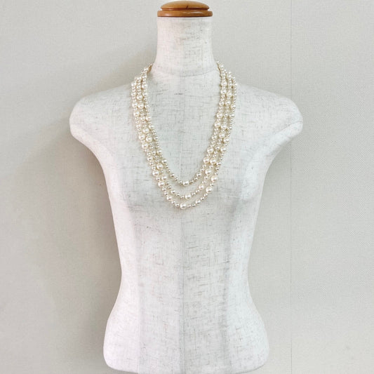 【Made in Japan】Shell Pearl 3 Strands Opera Necklace SP02