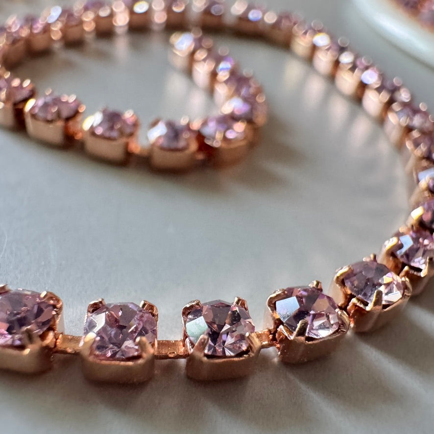 Vintage Swarovski Rhinestone Chain #110 Lt.Amethyst/Pinkgold【30cm】