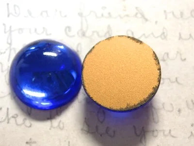 チェコ製Vintageカボション・Round・Sapphire 18mm