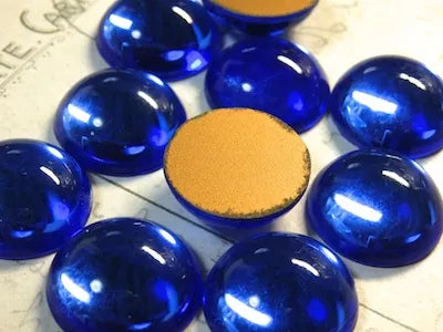 チェコ製Vintageカボション・Round・Sapphire 18mm