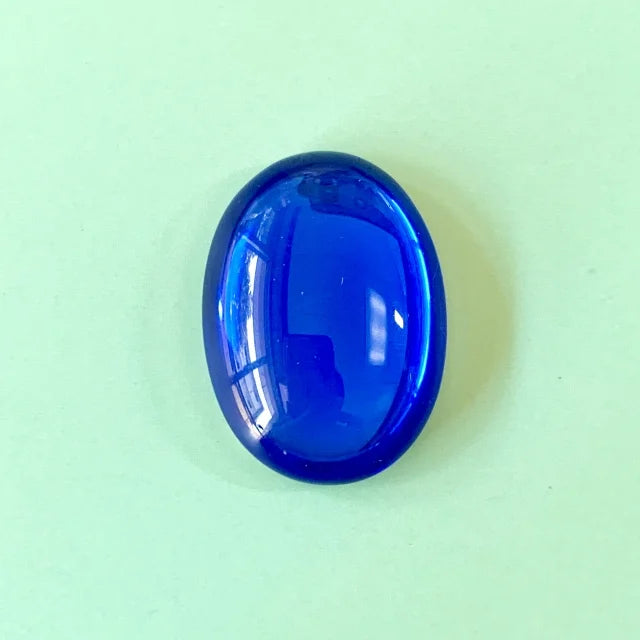 チェコ製Vintageガラスカボション・Oval・Sapphire 25×18mm