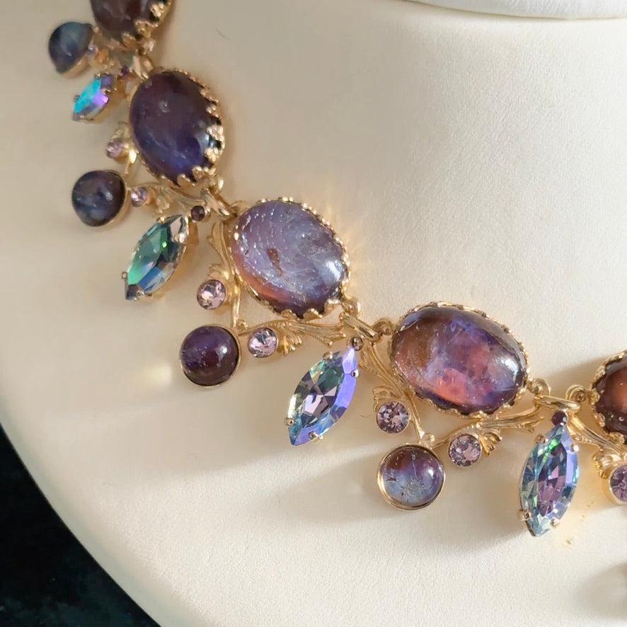 【Made in Japan】"Soiree" Necklace and Earrings Purple