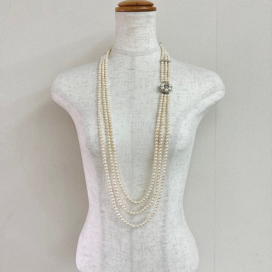 【Made in Japan】Vintage Clasp Shell Pearl Necklace and Bracelet Set SP01