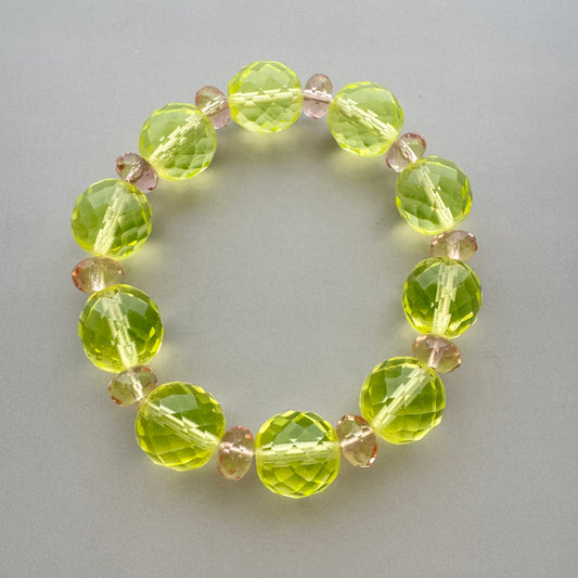 Czech Vaseline Glass Bracelet