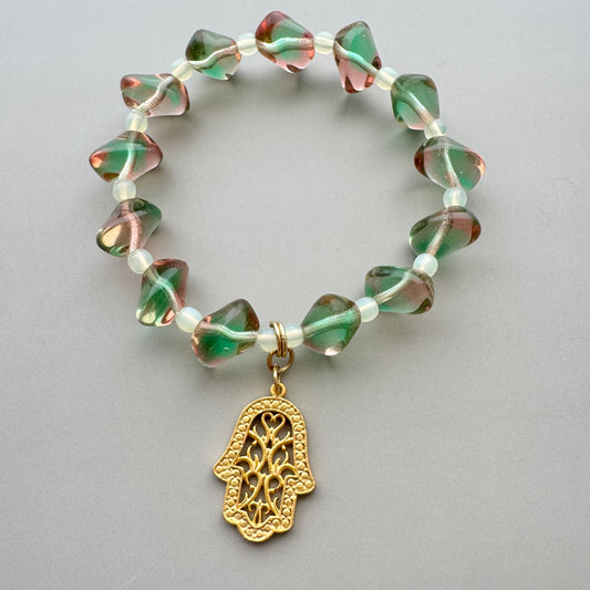 Czech Vaseline Glass Bracelet